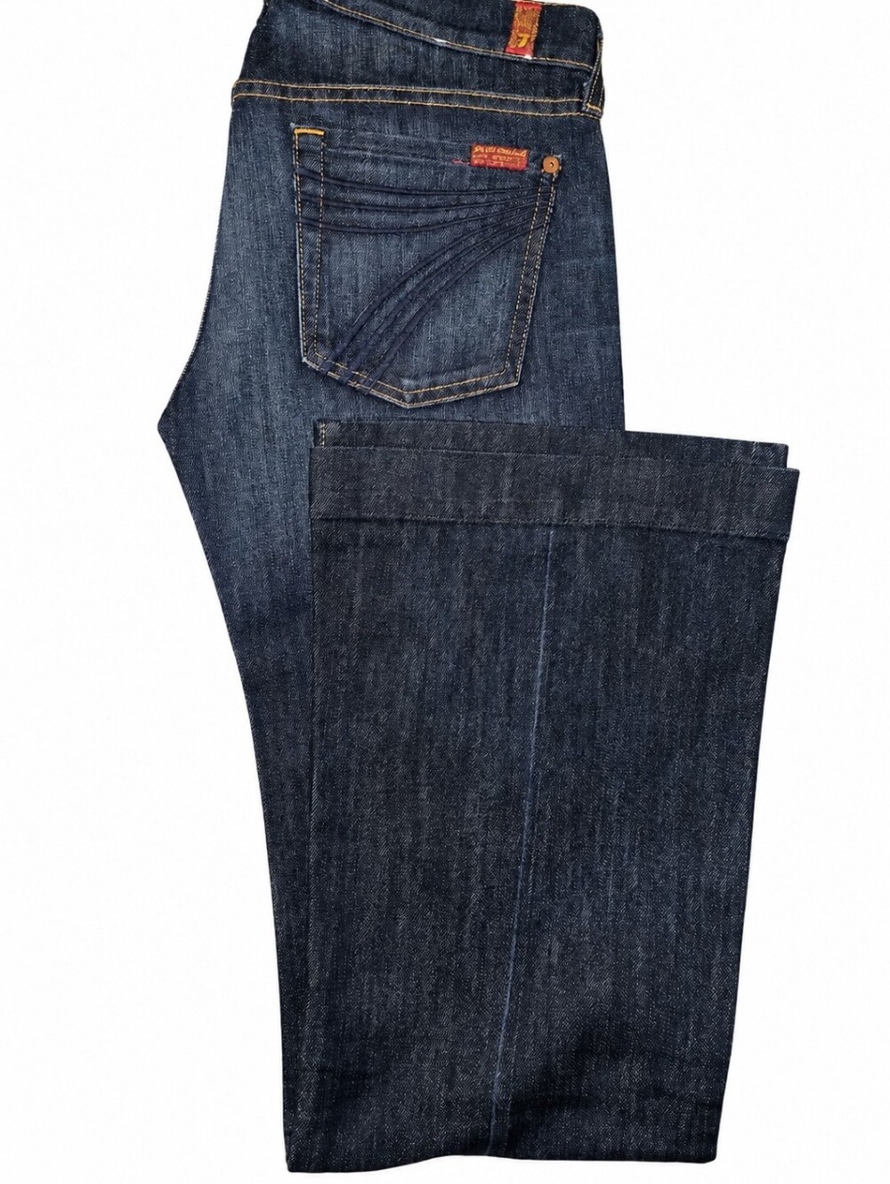7 For All Mankind Dojo Flare Jeans Size 27 Dark Wash - Picture 2 of 6